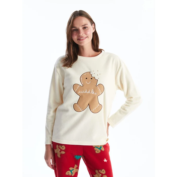 LCW Young Kırmızı Bisiklet Yaka Yılbaşı Temalı Kadın Pijama Takımı