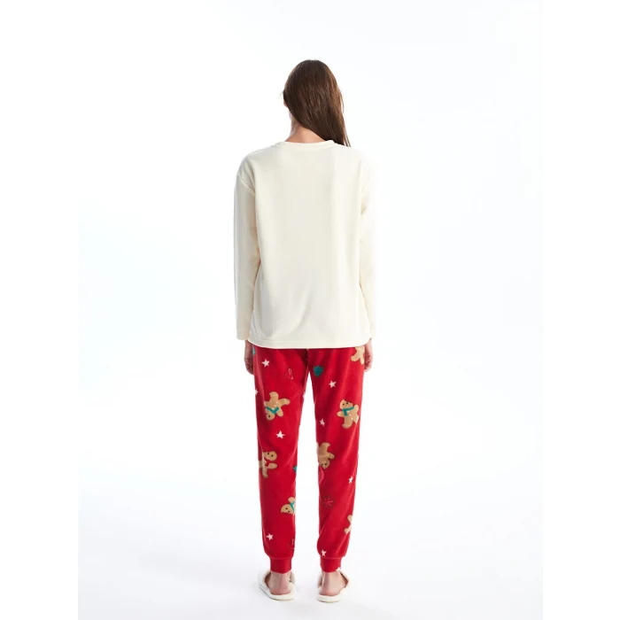 LCW Young Kırmızı Bisiklet Yaka Yılbaşı Temalı Kadın Pijama Takımı