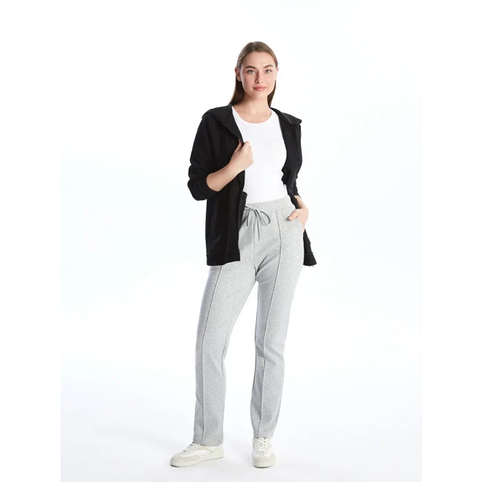 LCWAIKIKI Basic Gri Kadın Beli Lastikli Düz Eşofman Altı