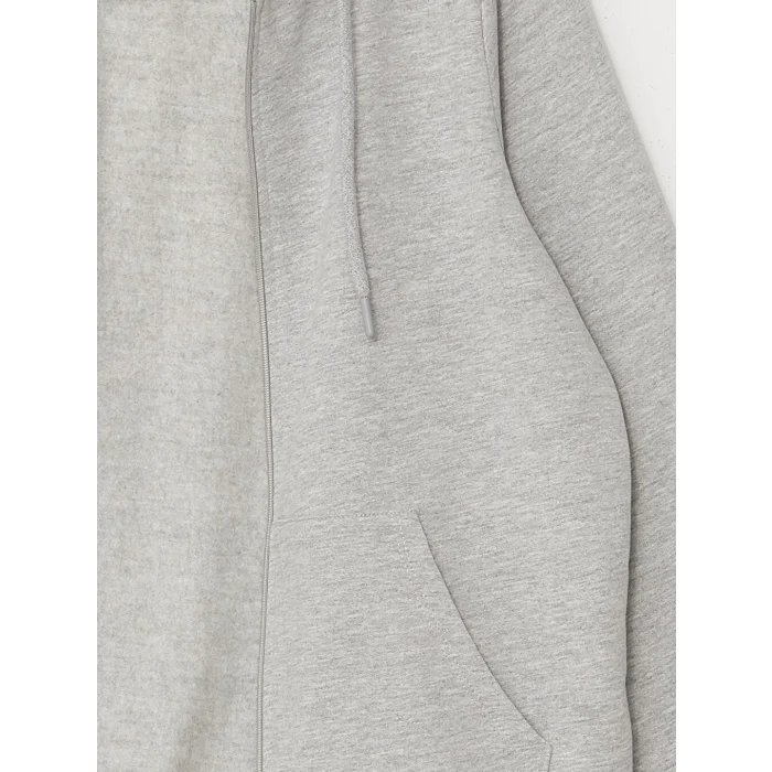 LCWAIKIKI Basic Gri Kapüşonlu Düz Uzun Kollu Kadın Fermuarlı Sweatshirt