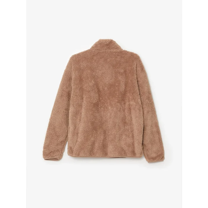 LCWAIKIKI Basic Kahverengi Dik Yaka Pelüş Kadın Fermuarlı Sweatshirt