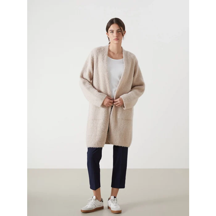 LCWAIKIKI Basic Pembe Şal Yaka Kadın Pelüş Triko Hırka