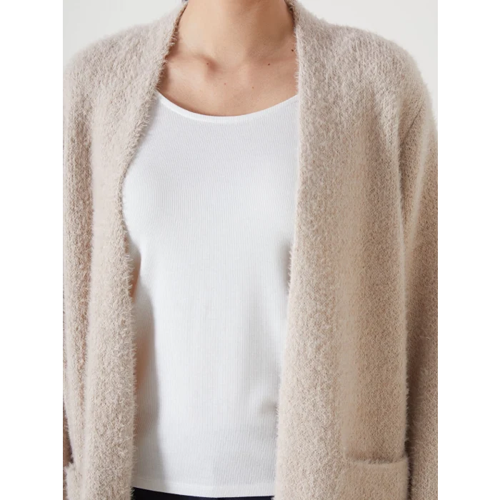 LCWAIKIKI Basic Pembe Şal Yaka Kadın Pelüş Triko Hırka