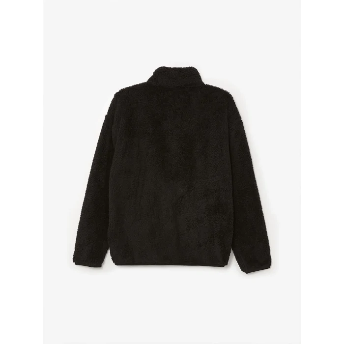 LCWAIKIKI Basic Siyah Dik Yaka Pelüş Kadın Fermuarlı Sweatshirt