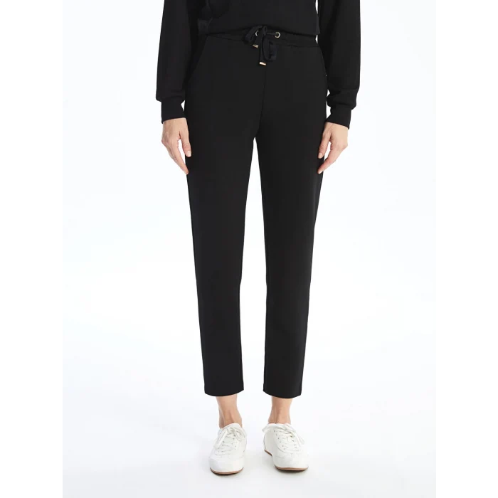 LCWAIKIKI Basic Siyah Kadın Beli Lastikli Düz Eşofman Altı