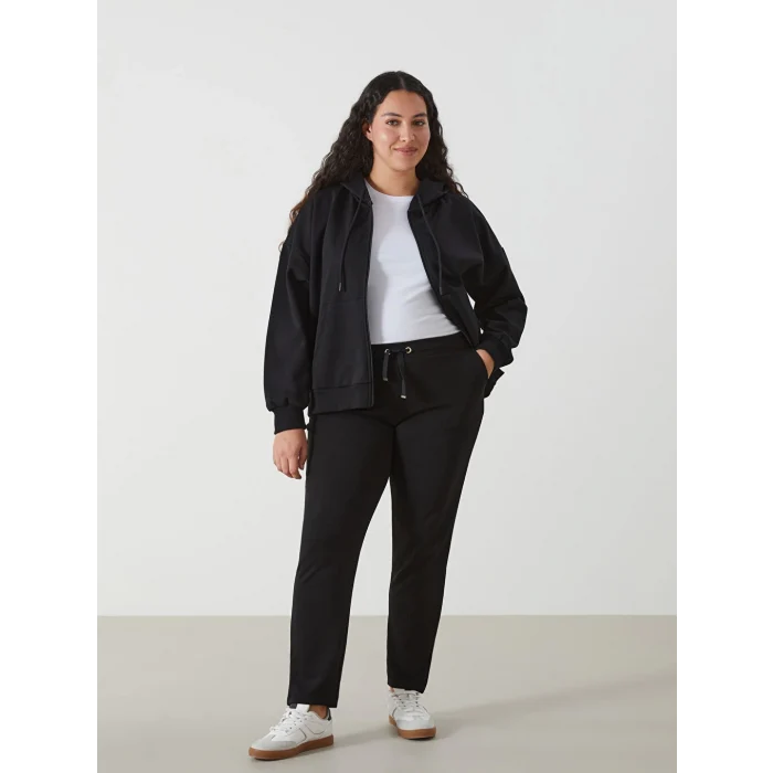 LCWAIKIKI Basic Siyah Kadın Beli Lastikli Düz Eşofman Altı