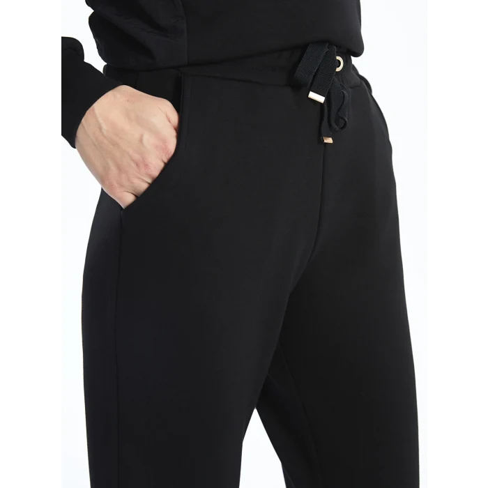 LCWAIKIKI Basic Siyah Kadın Beli Lastikli Düz Eşofman Altı