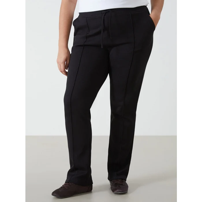 LCWAIKIKI Basic Siyah Kadın Beli Lastikli Düz Eşofman Altı