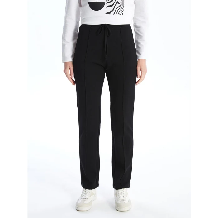 LCWAIKIKI Basic Siyah Kadın Beli Lastikli Düz Eşofman Altı