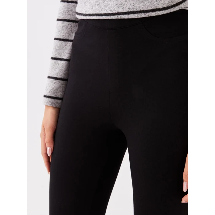 LCWAIKIKI Basic Siyah Kadın Beli Lastikli Düz Tayt