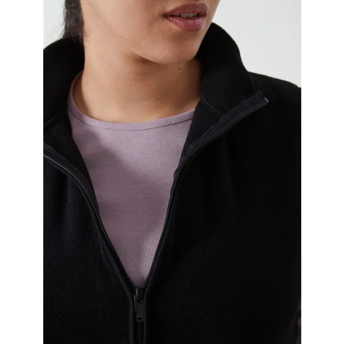 LCWAIKIKI Basic Siyah Kadın Dik Yaka Düz Polar Yelek