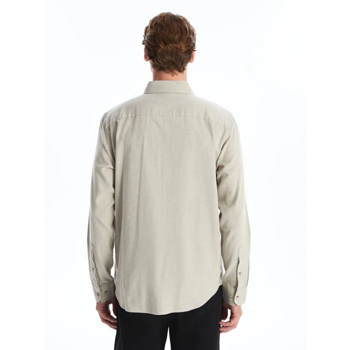 LCWAIKIKI Classic Bej Regular Fit Uzun Kollu Gabardin Erkek Gömlek