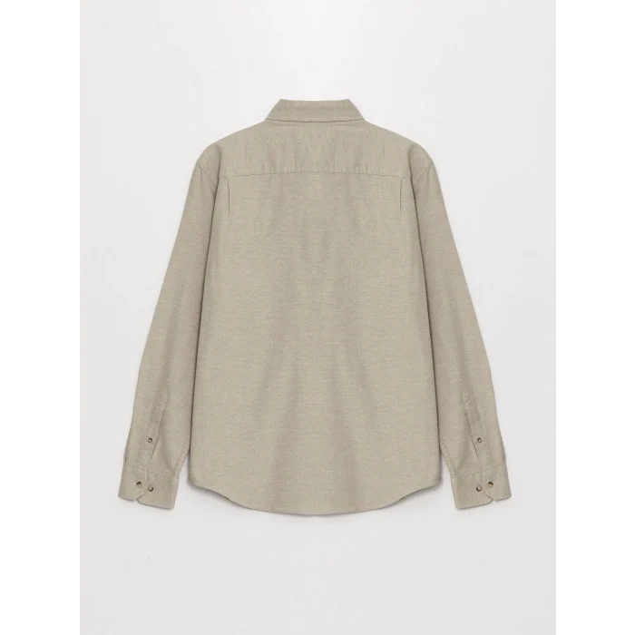 LCWAIKIKI Classic Bej Regular Fit Uzun Kollu Gabardin Erkek Gömlek