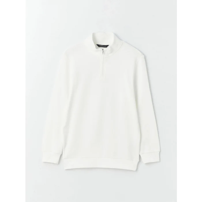 LCWAIKIKI Classic Ekru Dik Yaka Uzun Kollu Erkek Sweatshirt