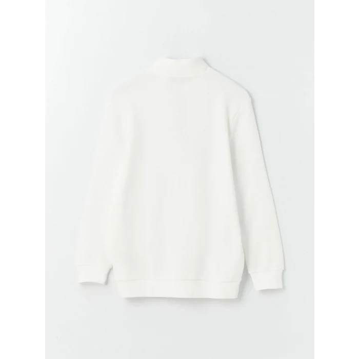 LCWAIKIKI Classic Ekru Dik Yaka Uzun Kollu Erkek Sweatshirt