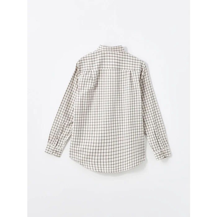 LCWAIKIKI Classic Ekru Düğmeli Yaka Ekose Regular Fit Erkek Gömlek