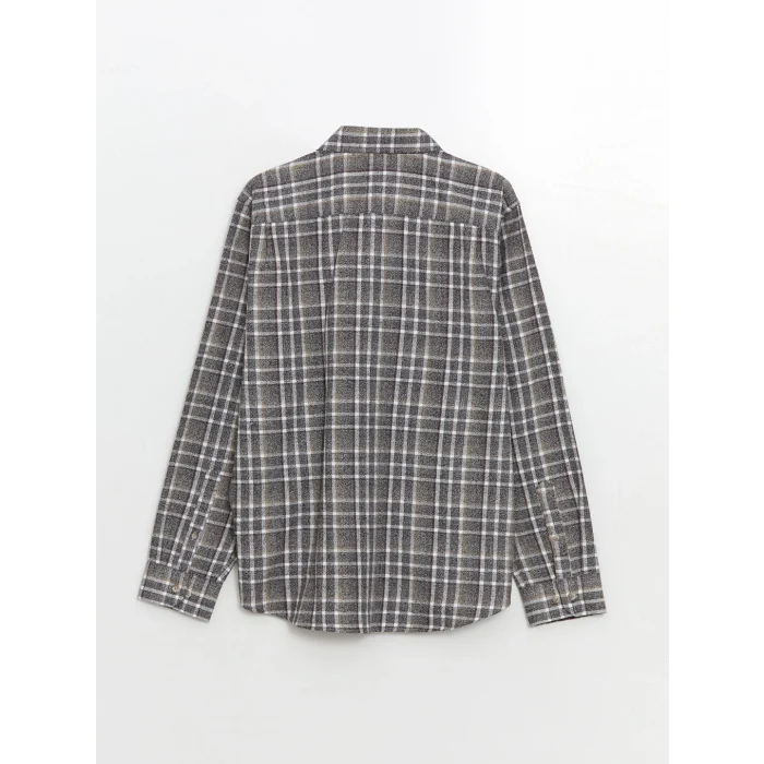 LCWAIKIKI Classic Gri Regular Fit Uzun Kollu Ekose Erkek Gömlek