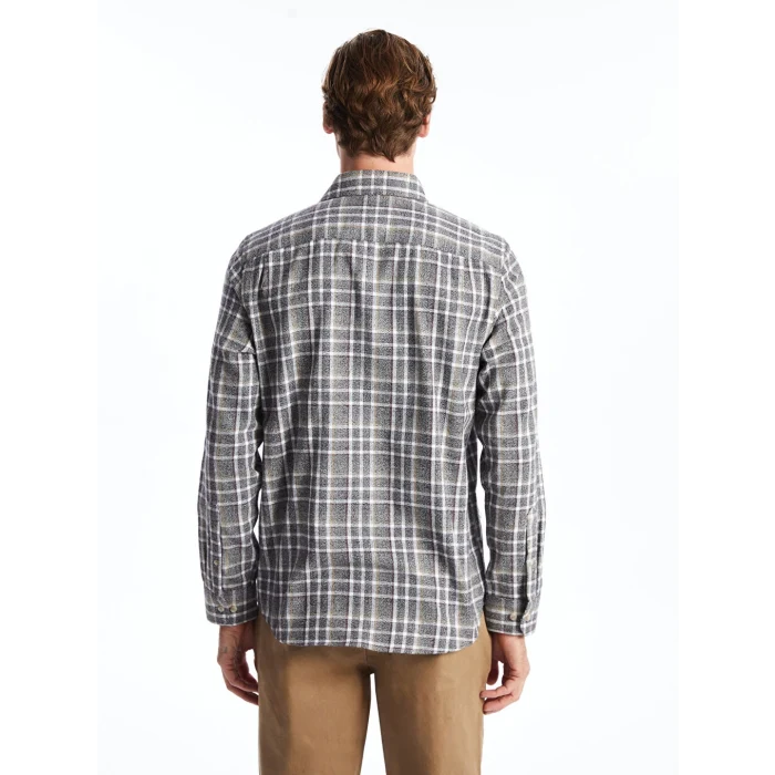 LCWAIKIKI Classic Gri Regular Fit Uzun Kollu Ekose Erkek Gömlek