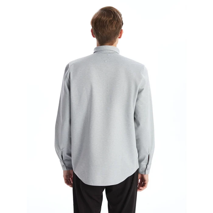 LCWAIKIKI Classic Gri Regular Fit Uzun Kollu Erkek Gömlek