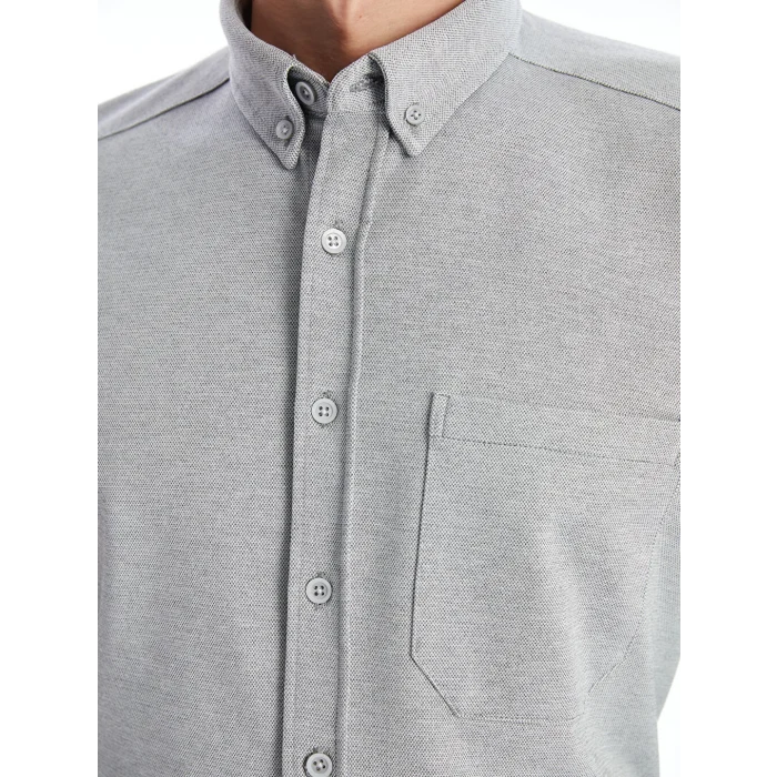 LCWAIKIKI Classic Gri Regular Fit Uzun Kollu Erkek Gömlek