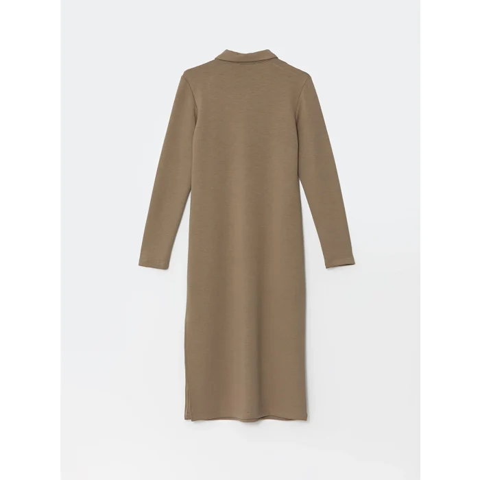 LCWAIKIKI Classic Kahverengi Gömlek Yaka Kadın Elbise