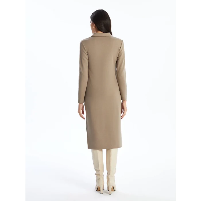 LCWAIKIKI Classic Kahverengi Gömlek Yaka Kadın Elbise