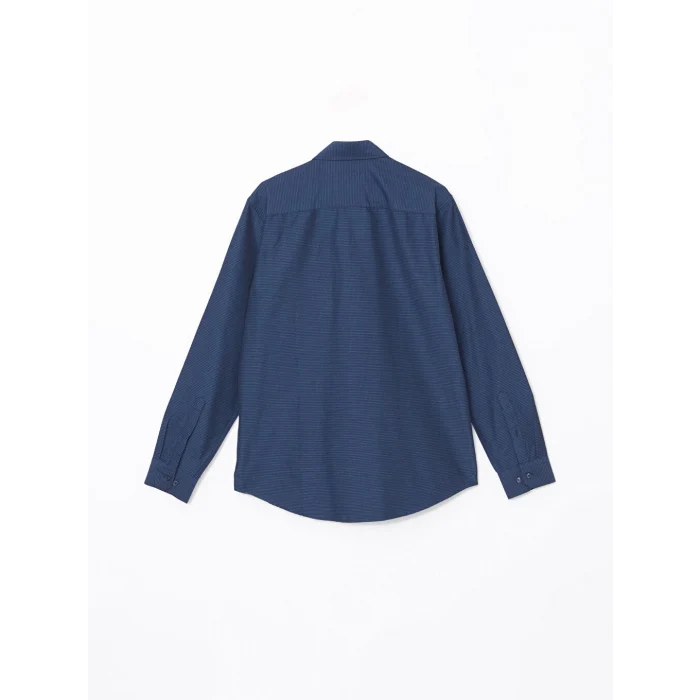 LCWAIKIKI Classic Lacivert Regular Fit Uzun Kollu Armürlü Erkek Gömlek