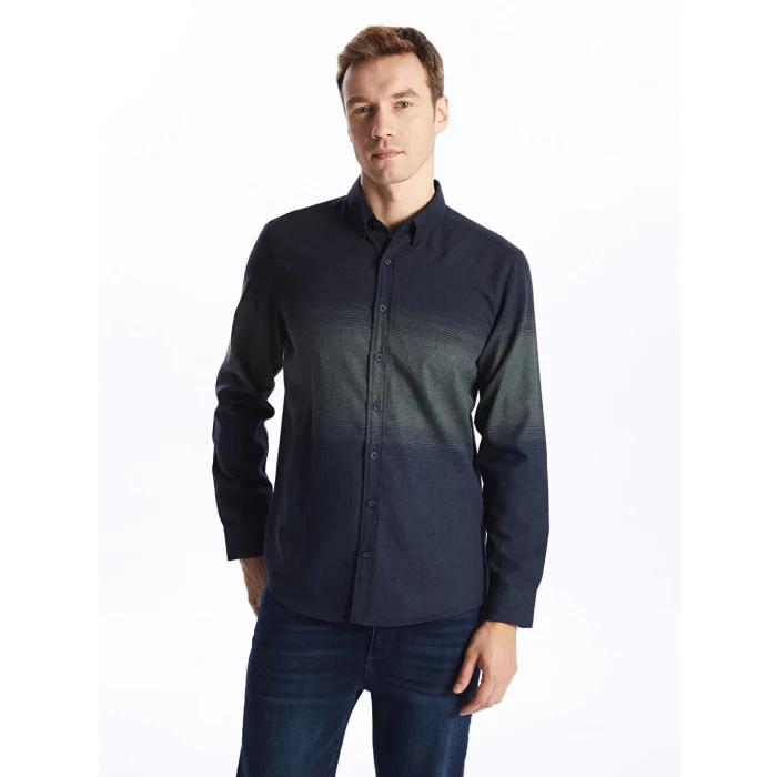 LCWAIKIKI Classic Lacivert Regular Fit Uzun Kollu Gabardin Erkek Gömlek