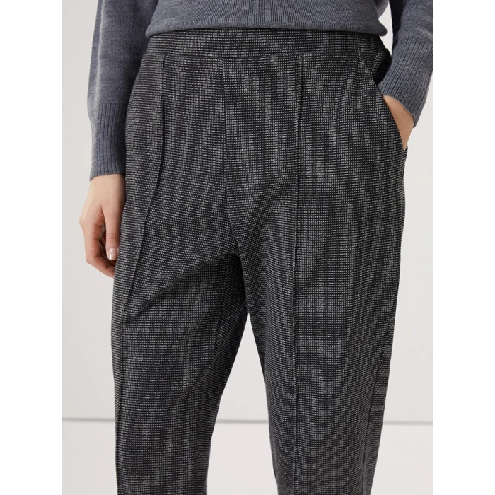 LCWAIKIKI Classic Siyah Beli Lastikli Ekose Kadın Pantolon