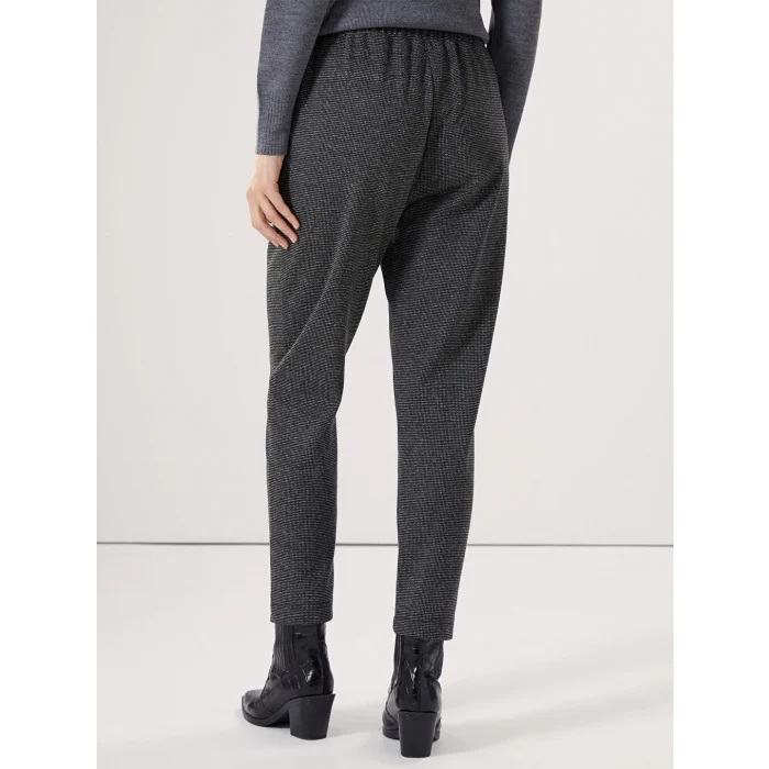 LCWAIKIKI Classic Siyah Beli Lastikli Ekose Kadın Pantolon