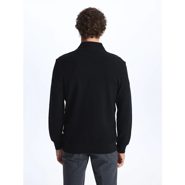 LCWAIKIKI Classic Siyah Dik Yaka Uzun Kollu Erkek Sweatshirt