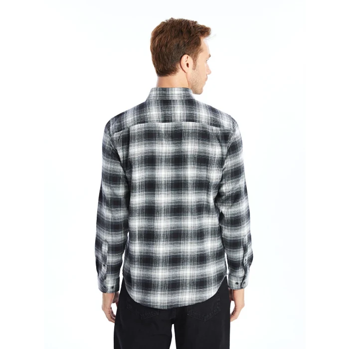 LCWAIKIKI Classic Siyah Regular Fit Uzun Kollu Ekose Poplin Erkek Gömlek