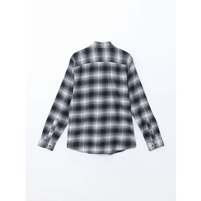 LCWAIKIKI Classic Siyah Regular Fit Uzun Kollu Ekose Poplin Erkek Gömlek