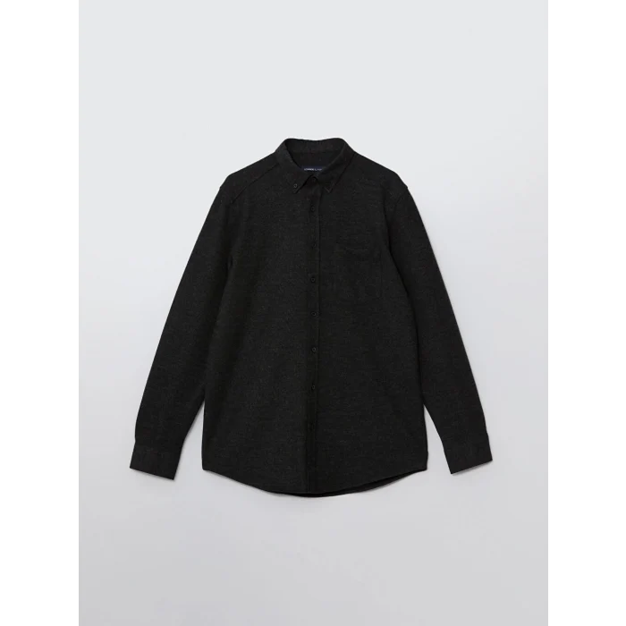 LCWAIKIKI Classic Siyah Regular Fit Uzun Kollu Gabardin Erkek Gömlek