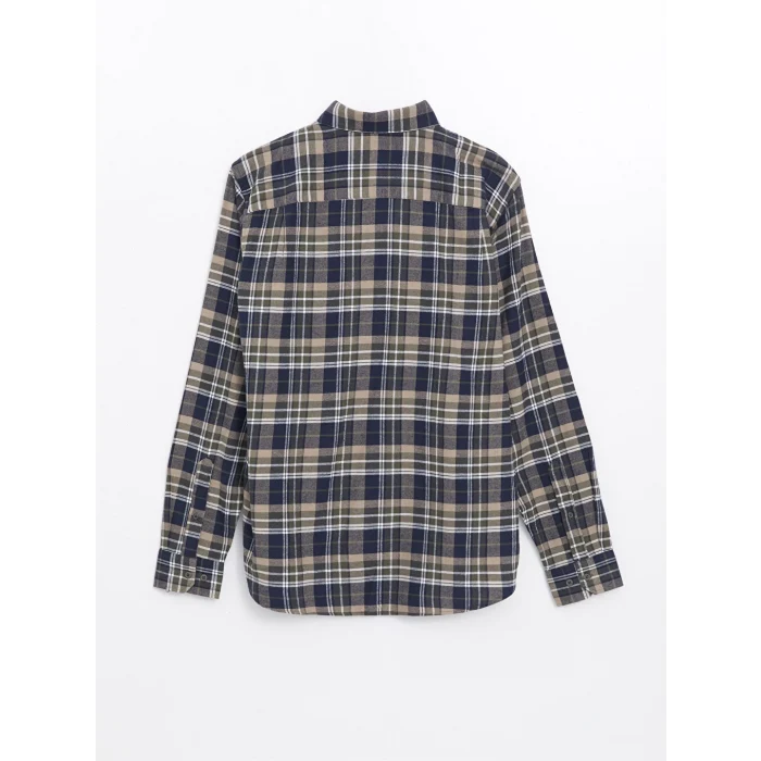 LCWAIKIKI Classic Yeşil Regular Fit Uzun Kollu Ekose Gabardin Erkek Gömlek