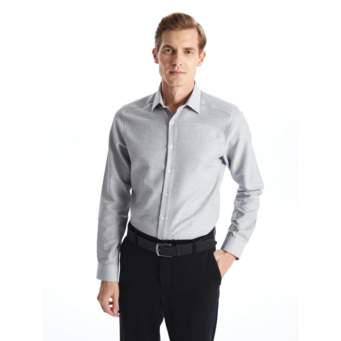 LCWAIKIKI Formal Gri Slim Fit Uzun Kollu Erkek Gömlek