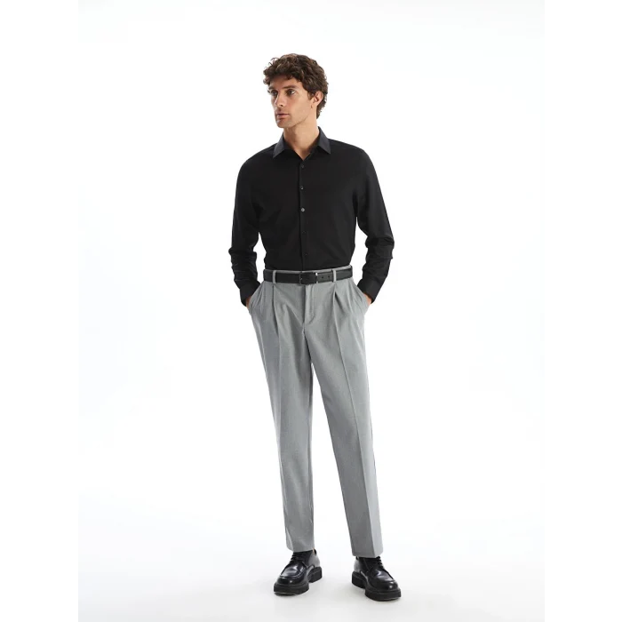 LCWAIKIKI Formal Siyah Slim Fit Uzun Kollu Armürlü Erkek Gömlek
