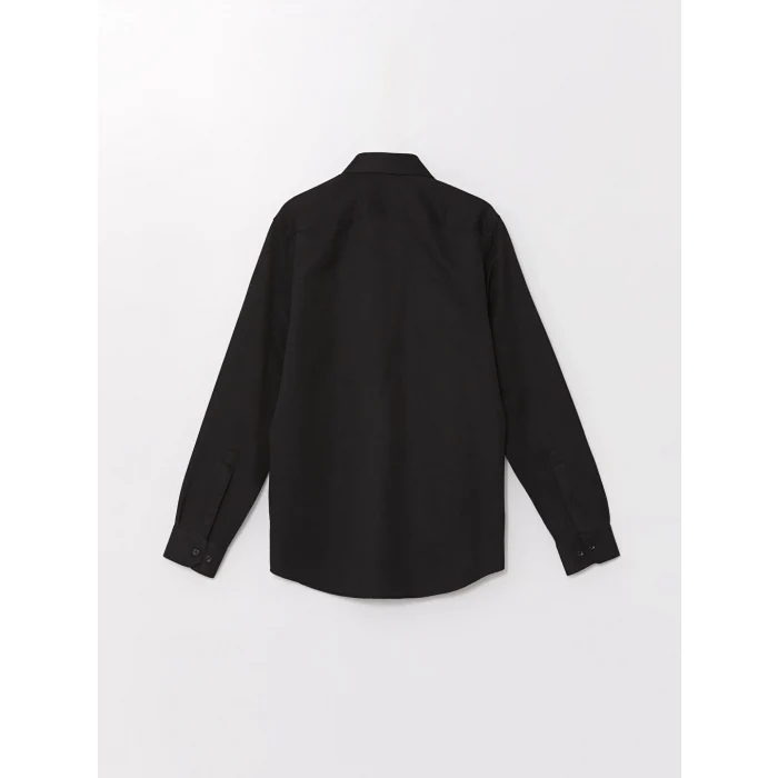LCWAIKIKI Formal Siyah Slim Fit Uzun Kollu Armürlü Erkek Gömlek
