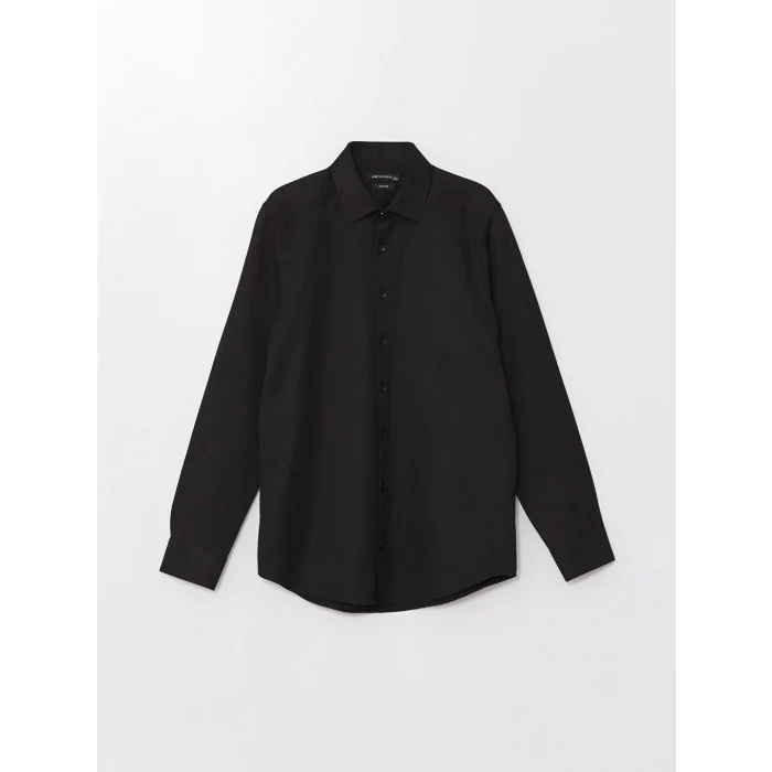 LCWAIKIKI Formal Siyah Slim Fit Uzun Kollu Armürlü Erkek Gömlek