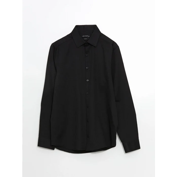 LCWAIKIKI Formal Siyah Slim Fit Uzun Kollu Armürlü Erkek Gömlek