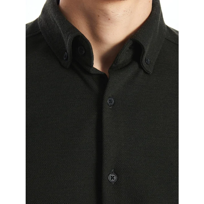 SOUTHBLUE Haki Slim Fit Uzun Kollu Erkek Gömlek