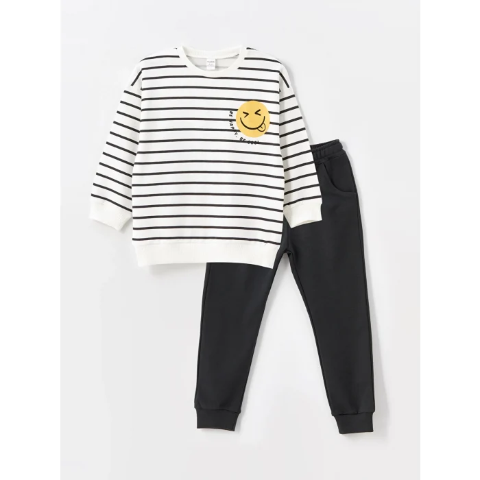 LCW Kids Bej Bisiklet Yaka Baskılı Erkek Bebek Sweatshirt ve Eşofman Alt 2li Takım 5 Değerlendirme 10.8B