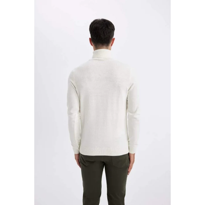 R1124 Slim Fit Dar Kesim Balıkçı Yaka Basic Düz Triko Kazak