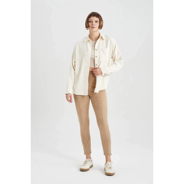 R3724 Regular Fit Kadife Uzun Kollu Gömlek