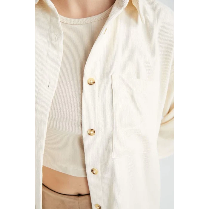 R3724 Regular Fit Kadife Uzun Kollu Gömlek