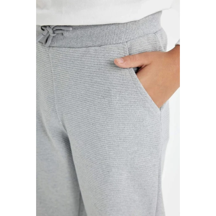 R5970 Gri Beli Paçası Lastikli Cepli Jogger Okul Eşofman Altı