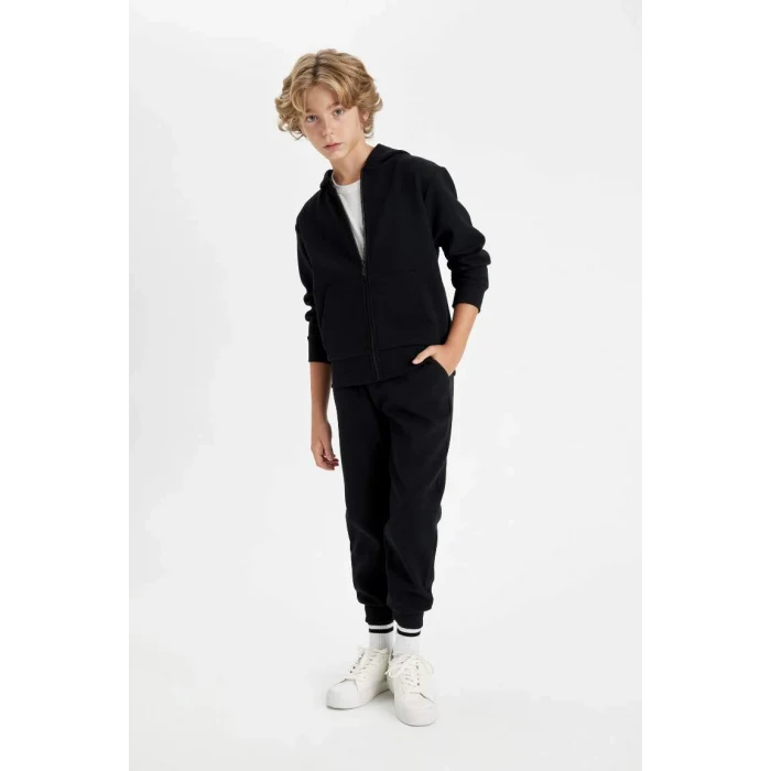 R5970 Siyah Beli Paçası Lastikli Cepli Jogger Okul Eşofman Altı