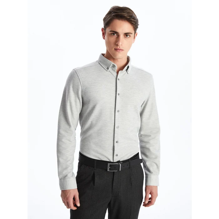 SOUTHBLUE Gri Slim Fit Uzun Kollu Erkek Gömlek