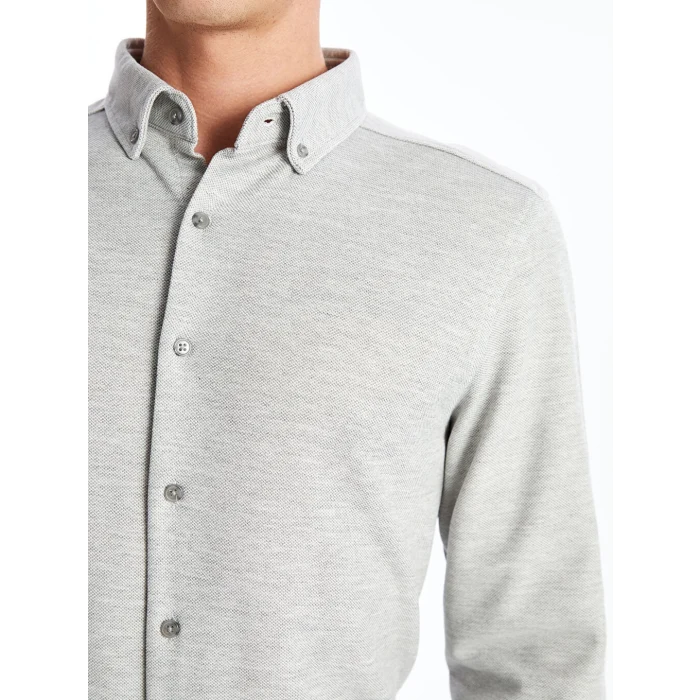 SOUTHBLUE Gri Slim Fit Uzun Kollu Erkek Gömlek