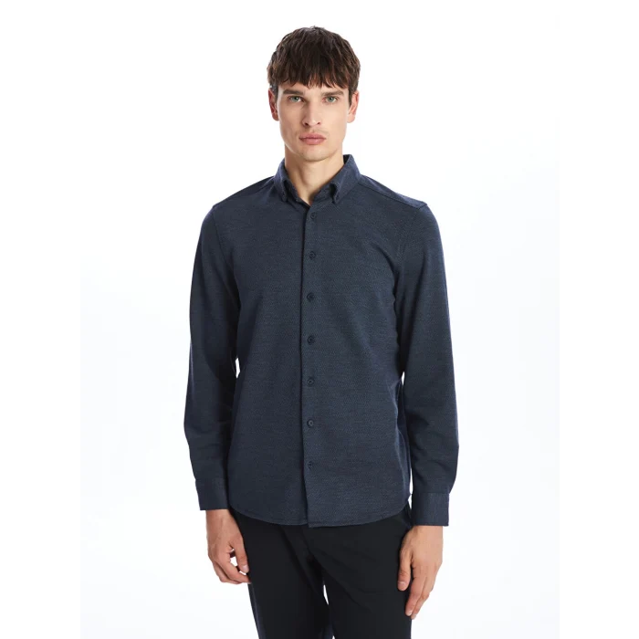 SOUTHBLUE Lacivert Slim Fit Uzun Kollu Erkek Gömlek